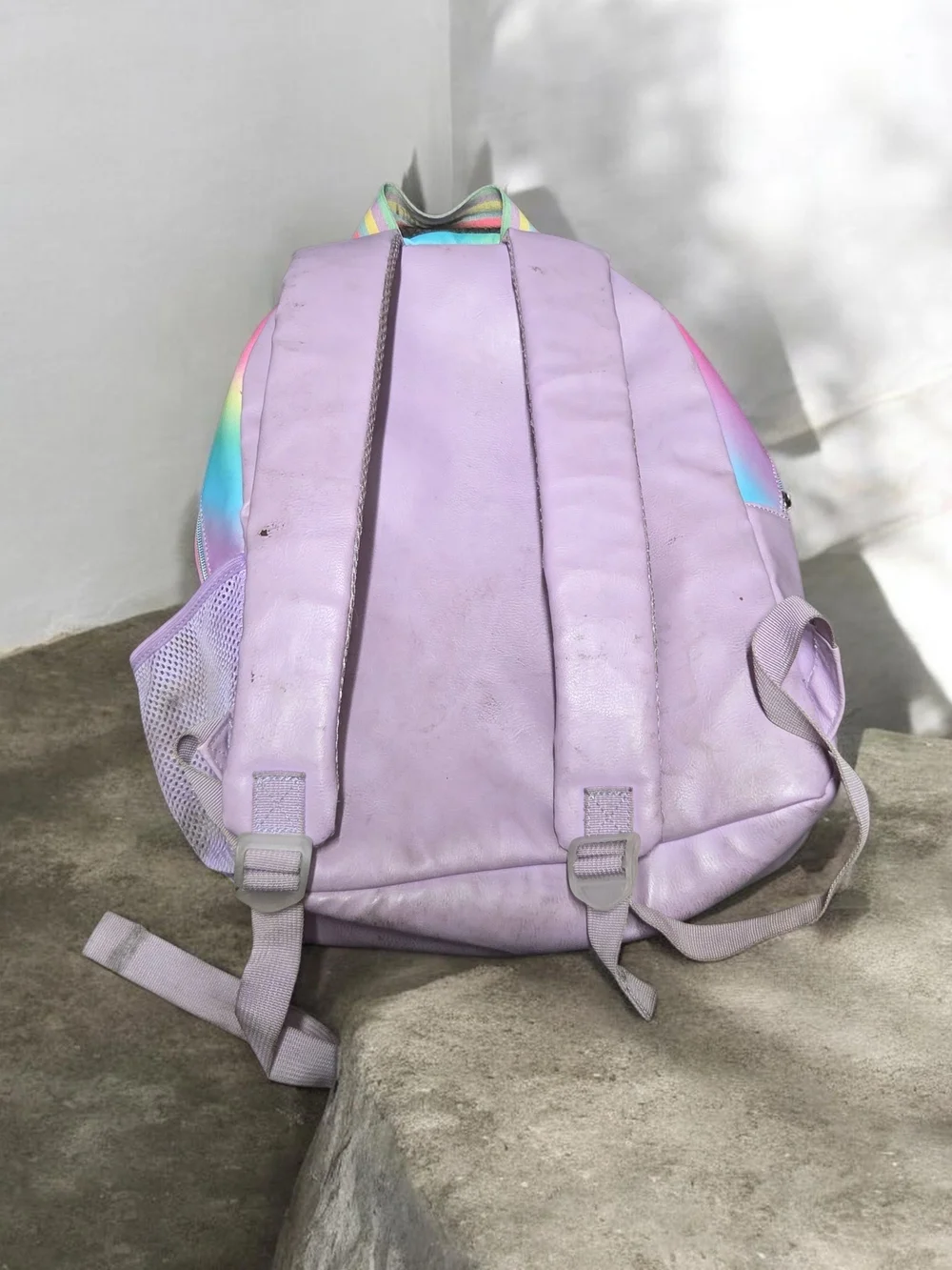 Iridescent Rainbow Backpack with Glitter Flower